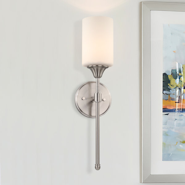 Latitude Run® Wall Light 1 Light Wall Sconce With Glass, Bath Vanity ...